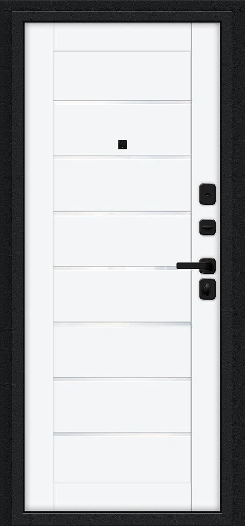Входная дверь Техно/SBlack Букле черное/White Silk BR6200