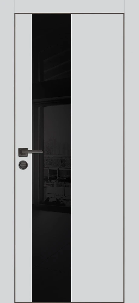 Фото Межкомнатная дверь PX-6 черная кромка с 4-х ст. Сапфир матовый