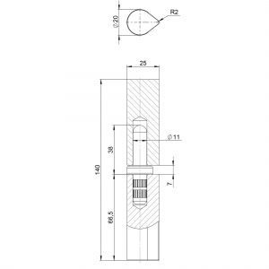 Петля приварная D20x140 B2B (без фаски)
