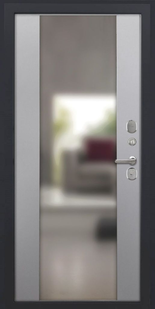 Входная дверь ДвериПРО L-Термо серебро Алиса (16мм, ПВХ софт грей, зеркало) DPRO196438 внутренняя сторона